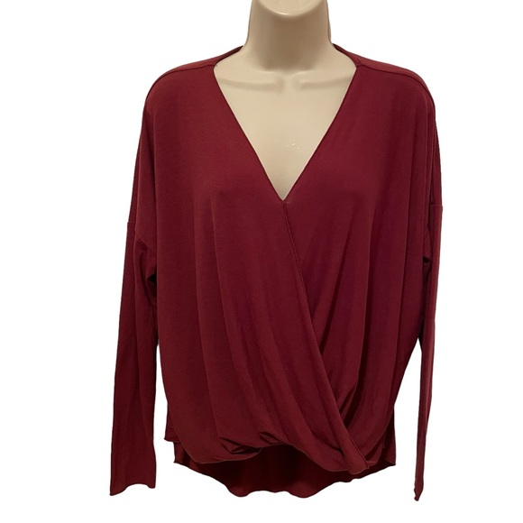 Alter’d State Faux Wrap Shirt Drapey Maroon Size Small - Picture 1 of 7